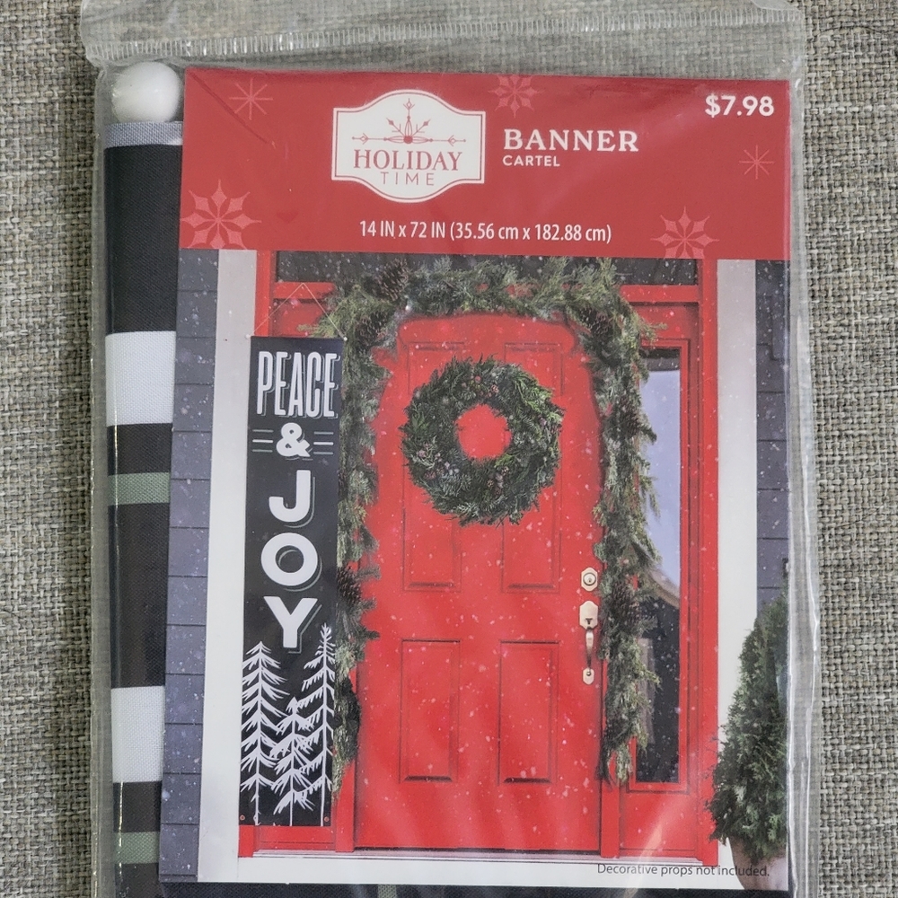 Brand New Holiday Time Outdoor Christmas Banner Peace and Joy